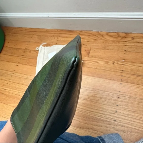 Clare V Green and Black Striped Flat Clutch - Picture 4 of 8